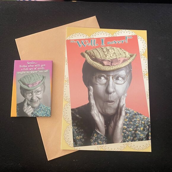 Bundle Combo Leanin' Tree Greeting Card & Magnet Set Beverly Hillbillies Granny - Picture 12 of 12
